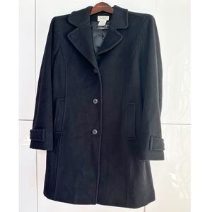L.L. Bean Black Wool Long Coat Classic Dressy 12P Old Money Scandi Academia